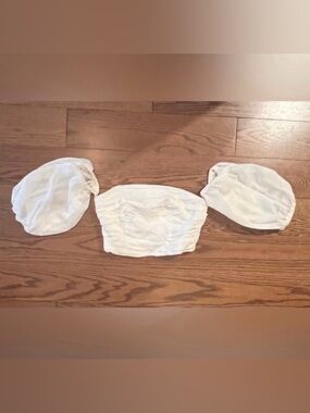 C/MEO Collective White Off-Shoulder Crop Top